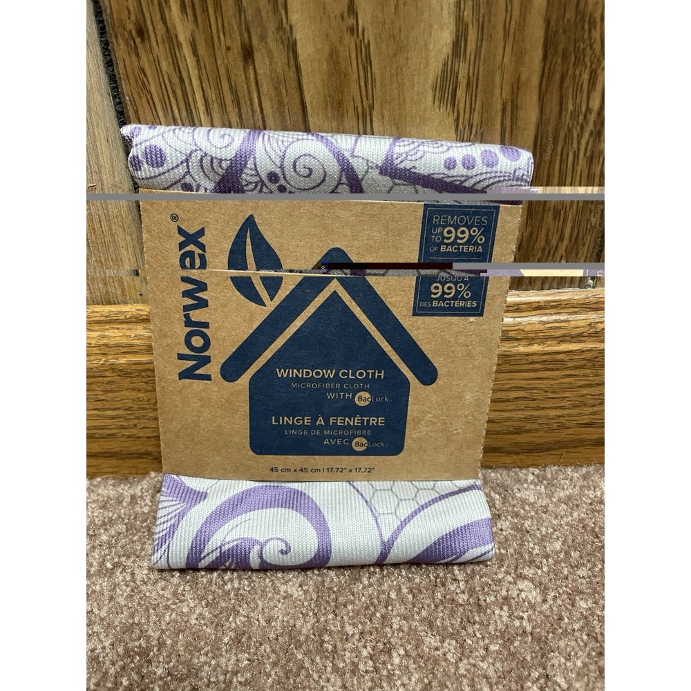 Norwex Cleaning Cloth Window Screen Glass Baclock Purple Gray Streak Free Shine